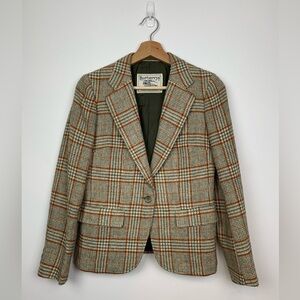 Burberrys Blazer Women’s Vtg Shetland Tweed Wool Houndstooth Sz 10 Reg England